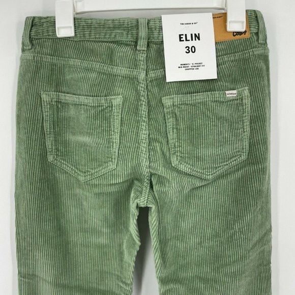 Anthropologie womens Elin the cords straight fit Green Cropped Leg pants - Picture 6 of 11